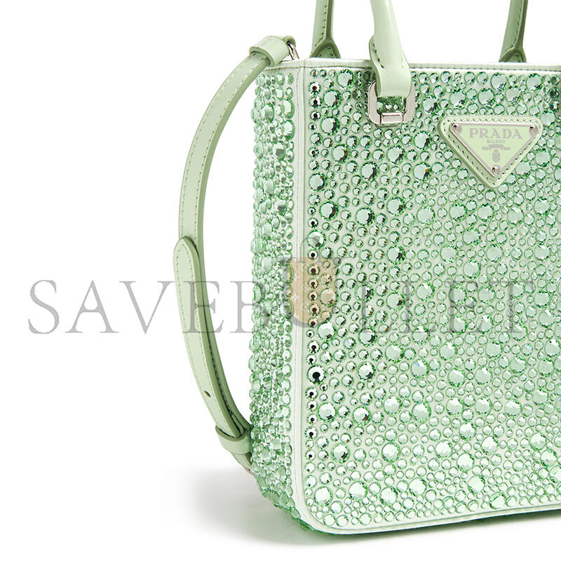 PRADA SMALL CRYSTAL SATIN TOTE BAG 1BA331 (17.5*15*5cm)